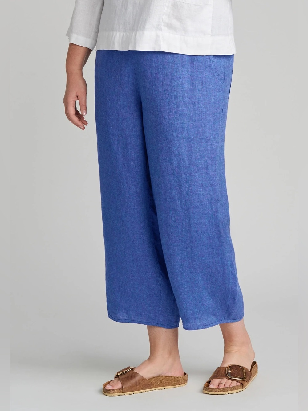 FLAX Relaxed Wide Leg Linen Crop Pants